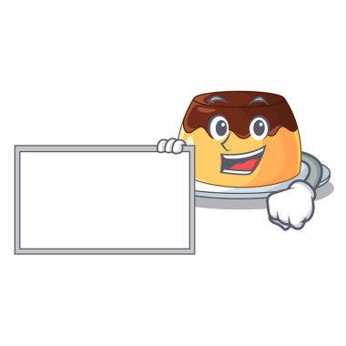 Yönetim Kurulu lezzetli çikolatalı puding ile ile karikatür vektör çizim üzerinde