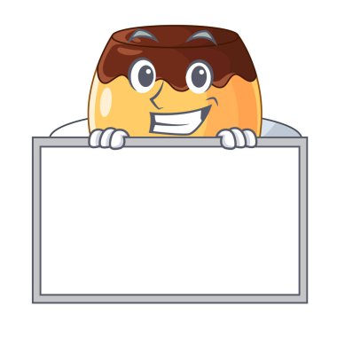 Yönetim Kurulu lezzetli çikolatalı puding ile karikatür vektör çizim üzerinde ile sırıtarak