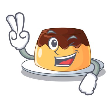 İki parmak çikolata mousse karakter vektör çizim içinde nane ile