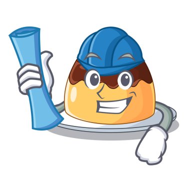 Mimar çikolata mousse karakter vektör çizim içinde nane ile