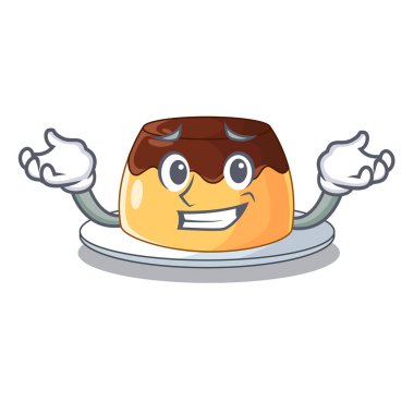 Sırıtan çikolata mousse karakter vektör çizim içinde nane ile