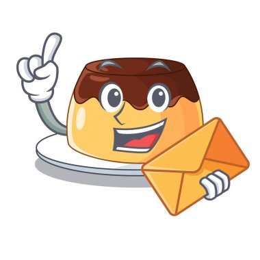 Karakter vektör çizim içinde nane ile zarf ile çikolata mousse