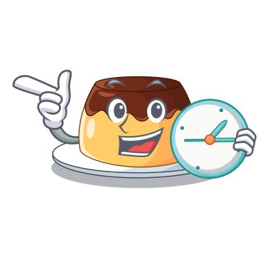 Karakter vektör çizim içinde nane ile saati ile çikolata mousse