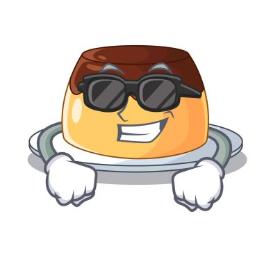 Süper cool çikolata mousse karakter vektör çizim içinde nane ile