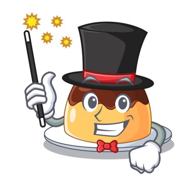 Sihirbaz çikolata kahve puding maskot vektör illüstrasyon izole