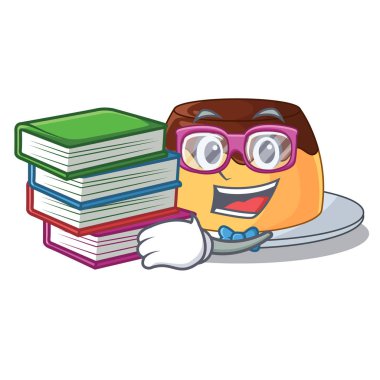 Maskot vektör illüstrasyon izole kitap çikolata kahve puding ile öğrenci