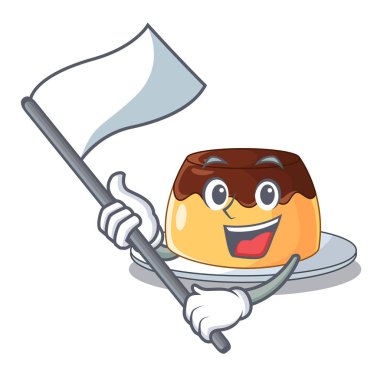 Maskot vektör illüstrasyon izole bayrak çikolata kahve puding ile