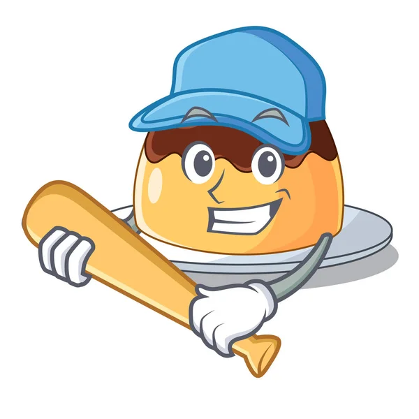 Spela Baseball Läckra Choklad Pudding Med Tecknade Vektorillustration — Stock vektor