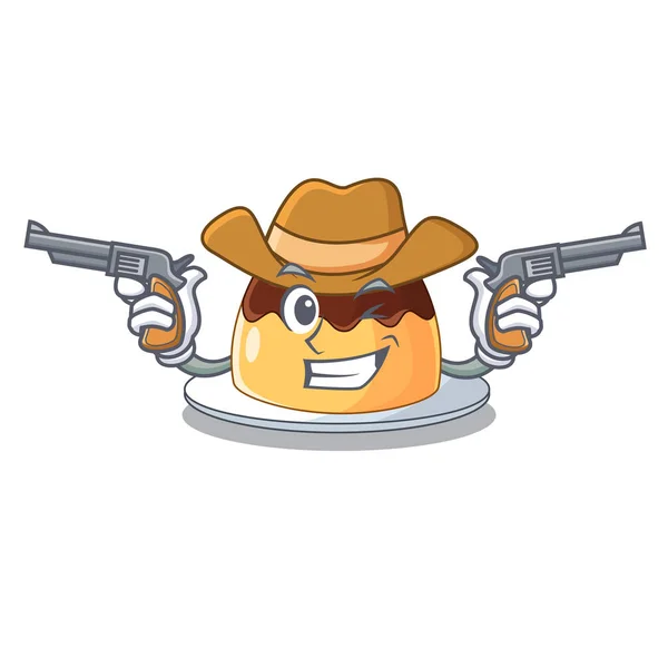 Cowboy Délicieux Pudding Chocolat Avec Illustration Vectorielle Dessin Animé — Image vectorielle