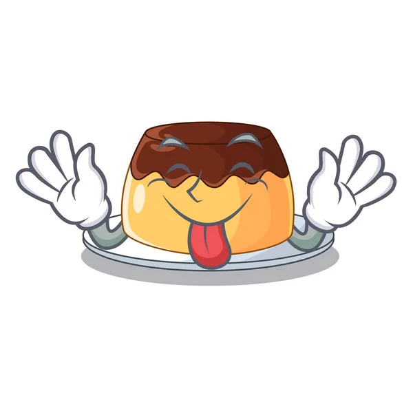 Tongue Out Pudding Café Chocolat Isolé Sur Illustration Vectorielle Mascotte — Image vectorielle