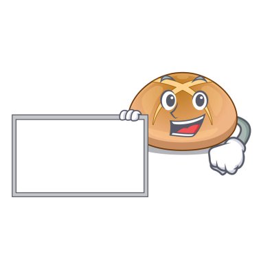 Kurulu ile sıcak buns kesme çizgi film vektör çizim üzerinde çapraz