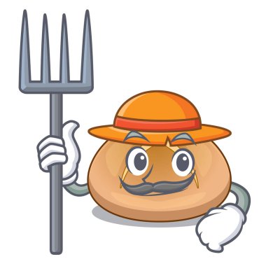 Çiftçi hot cross buns kesme karikatür illüstrasyon vektör