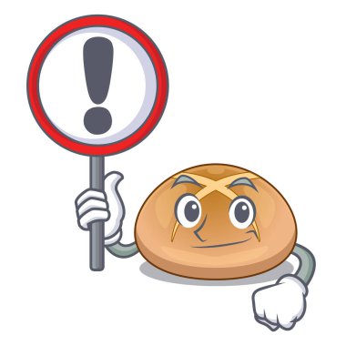 İşaretiyle sıcak buns kesme çizgi film vektör çizim üzerinde çapraz