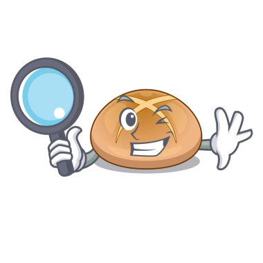 Dedektif sıcak cross buns karakter ev yapımı vektör çizim