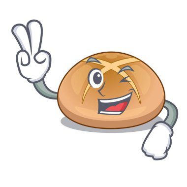 İki sıcak cross buns karakter ev yapımı vektör çizim parmak