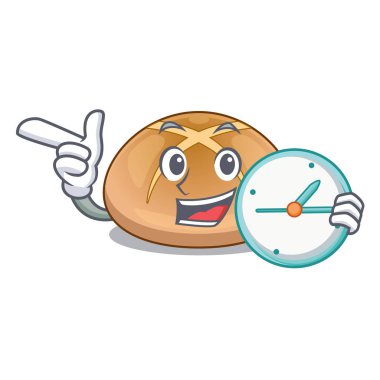 Saat sıcak cross buns karakter ev yapımı vektör çizim ile