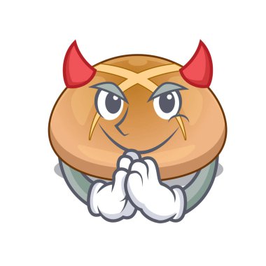 Şeytan karikatür buns geleneksel sıcak çapraz vektör çizim ile