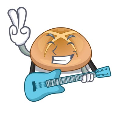 Vektör çizim cross buns geleneksel ile gitar karikatür ile sıcak