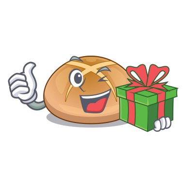 Vektör çizim cross buns geleneksel ile hediye karikatür ile sıcak