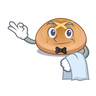 Garson karikatür buns geleneksel sıcak çapraz vektör çizim ile