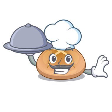 Şef gıda karikatür buns geleneksel sıcak çapraz vektör çizim ile