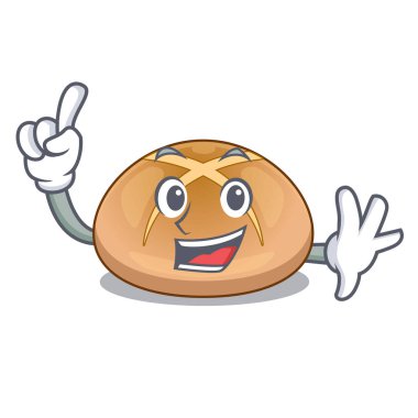 Parmak hot cross buns maskot vektör illustrasi üzerinde izole