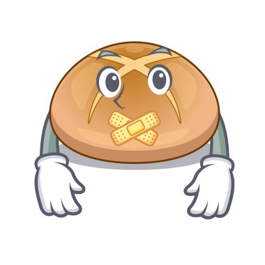 Sessiz hot cross buns maskot vektör illustrasi üzerinde izole