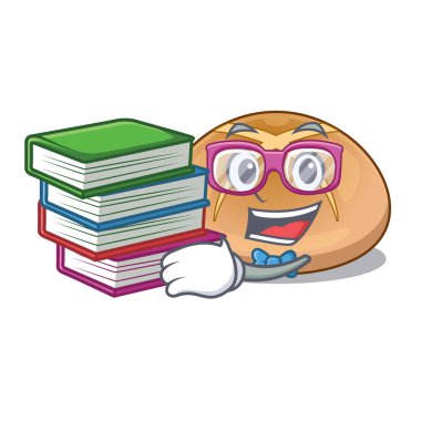 Öğrenci kitap hot cross buns maskot vektör illustrasi üzerinde izole ile