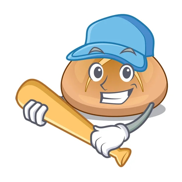Jogando Beisebol Quente Cruz Pães Corte Cartoon Vetor Ilustração — Vetor de Stock
