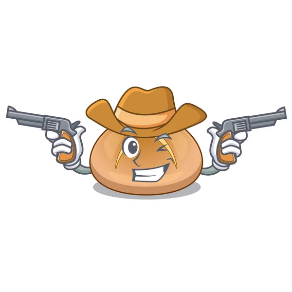 Cowboy Hot Cross Buns Snijden Beeldverhaal Vector Illustratie — Stockvector