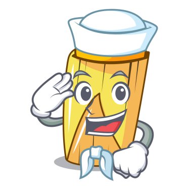 Denizci ev yapımı tamaleler Isolated maskot vektör çizim üzerinde sarılı