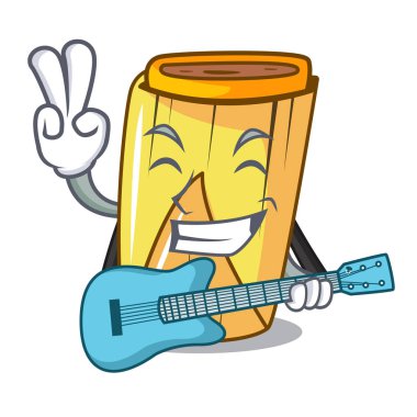Gitar geleneksel Meksika yemeği yemekleri tamales karakter vektör çizim ile
