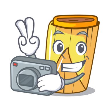 Fotoğrafçı geleneksel Meksika yemeği yemekleri tamales karakter vektör çizim