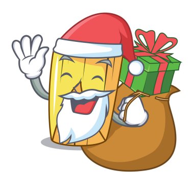 Noel Baba hediye dolmasıyla karikatür vektör çizim Mısır yaprak ile