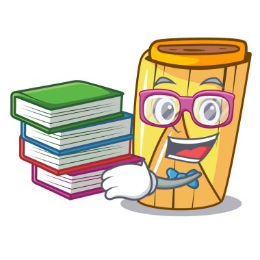 Öğrenci kitap dolmasıyla karikatür vektör çizim Mısır yaprak ile