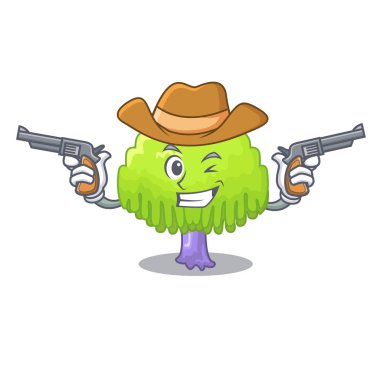 İzole kovboy ağlayan söğüt maskot vektör çizim üzerinde