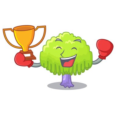 Kazanan söğüt ağacı dalı çerçeve karikatür vektör çizim için boks