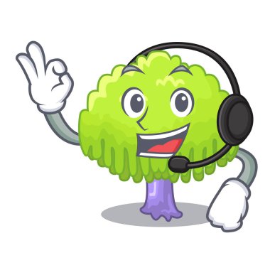 Kulaklık söğüt ağacı dalı ile çerçeve karikatür vektör çizim