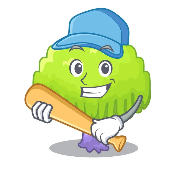 Jouer Baseball Saule Pleureur Isolé Sur Illustration Vectorielle Mascotte — Image vectorielle