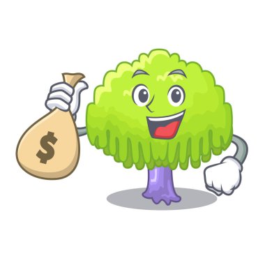 Para çantası izole ağlayan söğüt ile maskot vektör çizim üzerinde