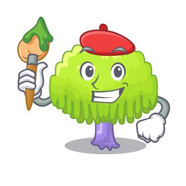 İzole sanatçı ağlayan söğüt maskot vektör çizim üzerinde