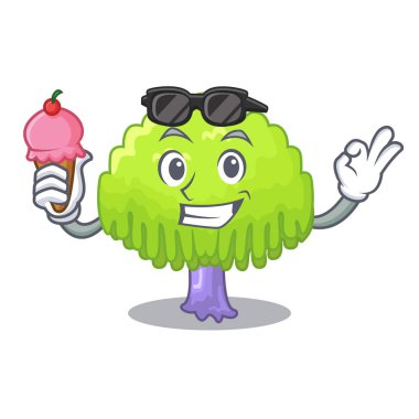 Dondurma ile söğüt ağacı şekil karikatür vektör çizim çizim