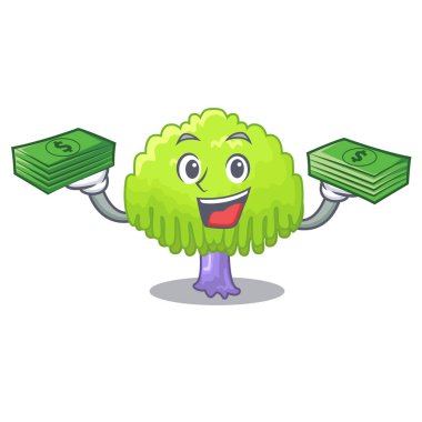 Para yeşil ağaç willow ile karakter vektör illustrstion