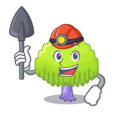 Madenci yeşil ağaç söğüt üzerinde karakter vektör illustrstion