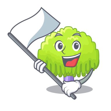 Bayrak söğüt ağacı dalı ile çerçeve karikatür vektör çizim