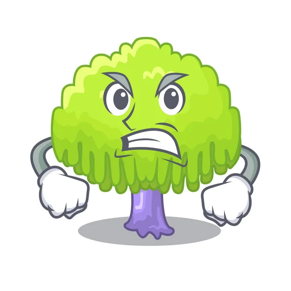 Angry Green Tree Willow Character Vector Illustrstion — Stock Vector