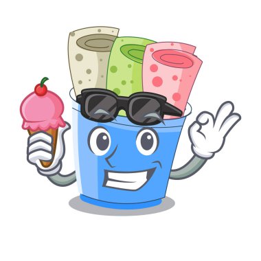 Dondurma dondurma rulo karamel karakter vektör çizim ile