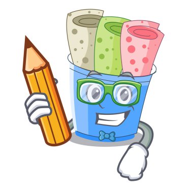 Öğrenci dondurma rulo karamel karakter vektör çizim ile