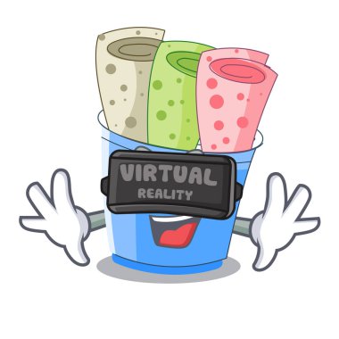 Sanal gerçeklik dondurma bardak karikatür vektör çizim rulo