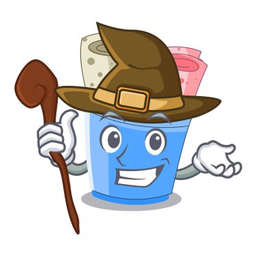 Cadı dondurma bardak karikatür vektör çizim rulo